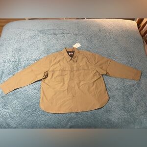 NWT Woolrich Lined Fishing Shirt Size XL Khaki Tan Partially Lined Cotton Blend